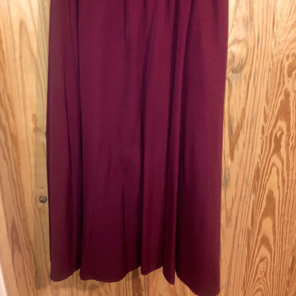 Burgundy A-Line Midi Skirt